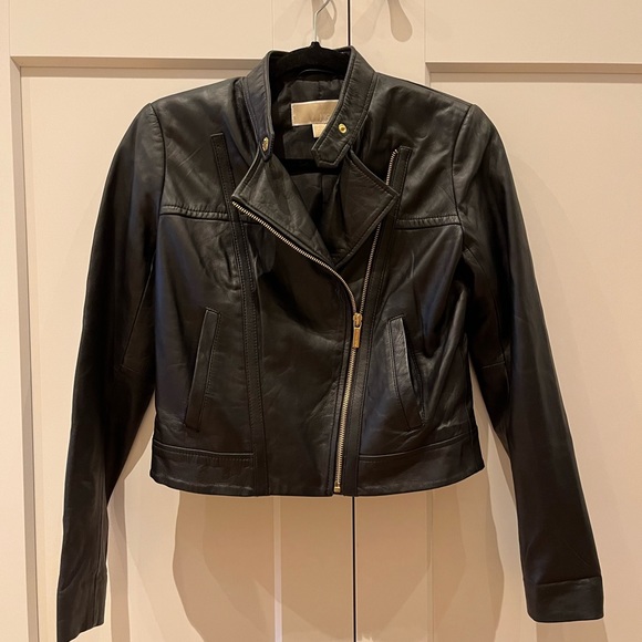 Michael Kors Genuine Leather Moto Jacket - Picture 1 of 3